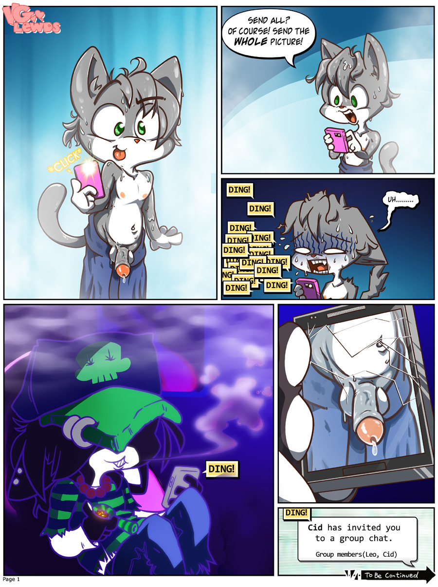 anthro bodily_fluids cid_(vg_cats) dick_pic domestic_cat english_text erection felid feline felis genitals group hi_res leo_(vg_cats) male male/male mammal nipples nude penis phone scott_ramsoomair selfie shower text tongue tongue_out vg_cats vglewds webcomic