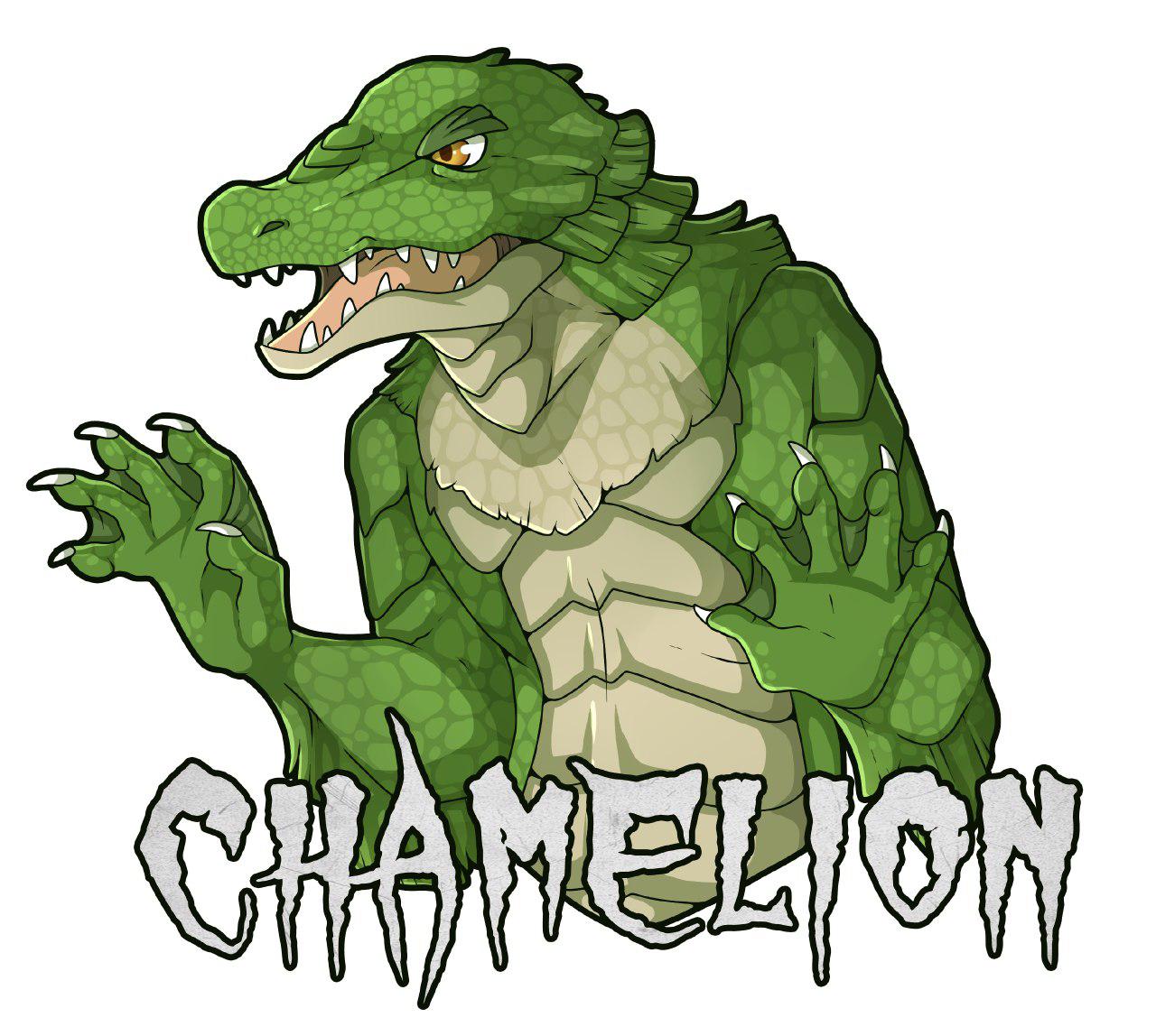 5_fingers anthro badge chamelion_(artist) claws creature_from_the_black_lagoon distracting_watermark english_text fingers green_body green_membrane green_scales looking_aside male membrane_(anatomy) open_mouth orange_eyes scales sharp_teeth simple_background solo tan_body tan_scales teeth text upper_body watermark webbed_hands white_background