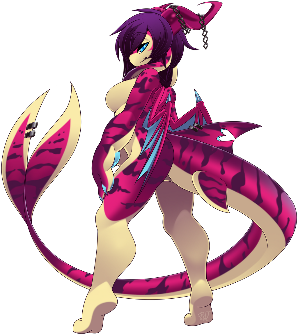 alpha_channel anthro blue_eyes breasts dragon female fin fin_piercing fish furgonomics furry-specific_piercing hair hybrid marine membrane_(anatomy) membranous_wings non-mammal_breasts nude piercing purple_hair rudragon shark simple_background smile solo transparent_background wings