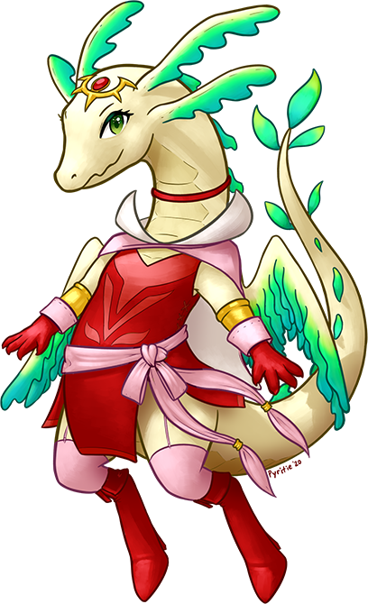 2020 big_tail boots choker clothed clothing digital_media_(artwork) dragon female fire_emblem fire_emblem_awakening footwear gloves green_eyes handwear jewelry legwear looking_at_viewer manakete necklace nintendo pyritie scalie semi-anthro solo thick_tail tiki_(fire_emblem) video_games wings yellow_body yellow_skin