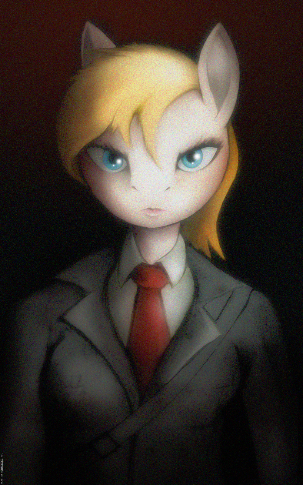 aryanne_(character) bust_portrait clothing darkdoomer equid equine fan_character female hi_res horse mammal my_little_pony necktie portrait solo suit