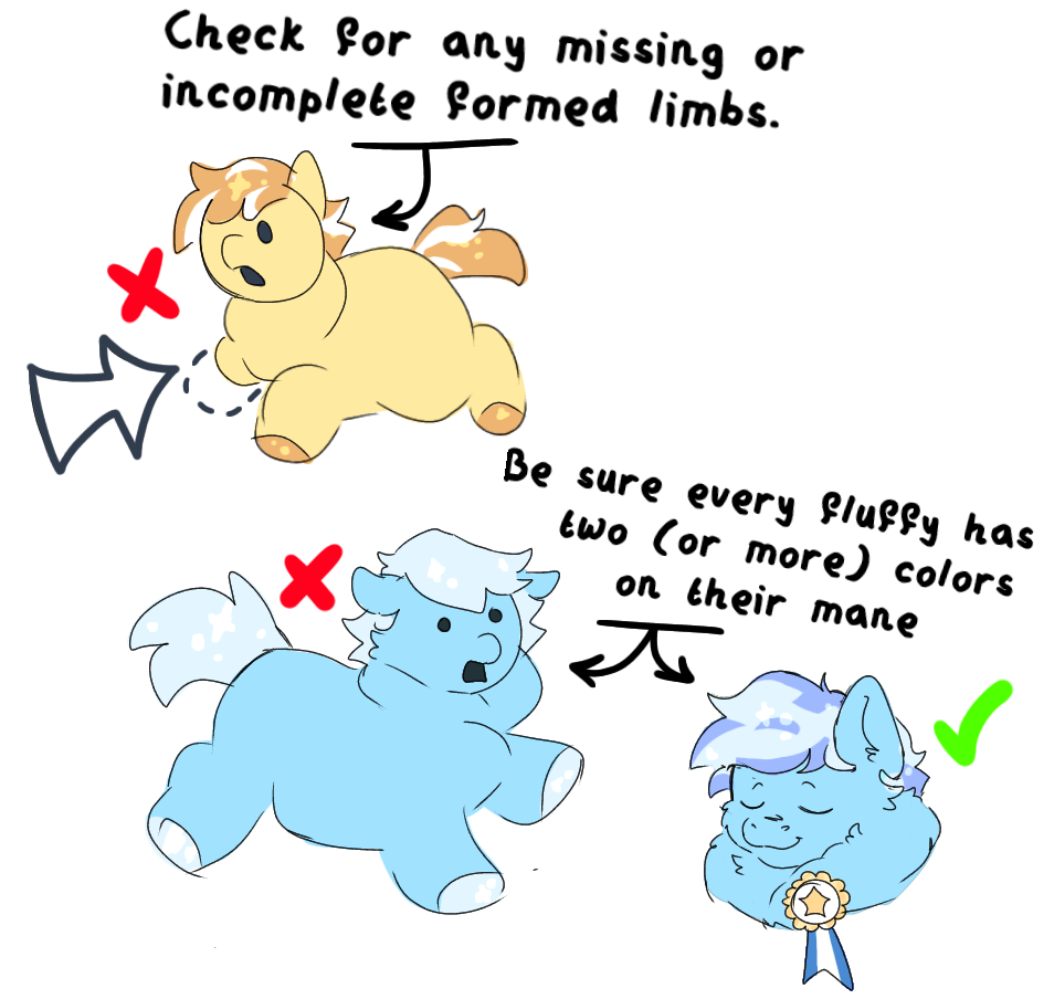 1_missing_limb 2023 ambiguous_gender black_text blue_body blue_fur blue_hooves blue_mane blue_tail check_mark digital_drawing_(artwork) digital_media_(artwork) directional_arrow dot_eyes english_text eyes_closed feral flat_colors fluffy_pony fluffy_pony_(species) fur group highlights_(coloring) hooves lizzyhp mammal mane medal open_mouth orange_hooves orange_mane orange_tail simple_background smile sparkly_hooves sparkly_mane sparkly_tail tail text trio unguligrade white_background white_highlights yellow_body yellow_fur