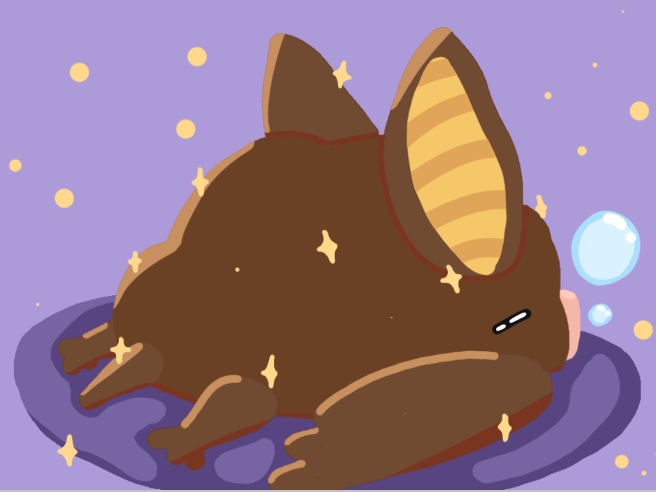 bat bubble feral i11ogica1 mammal purple_background silly simple_background sleeping solo sparkles