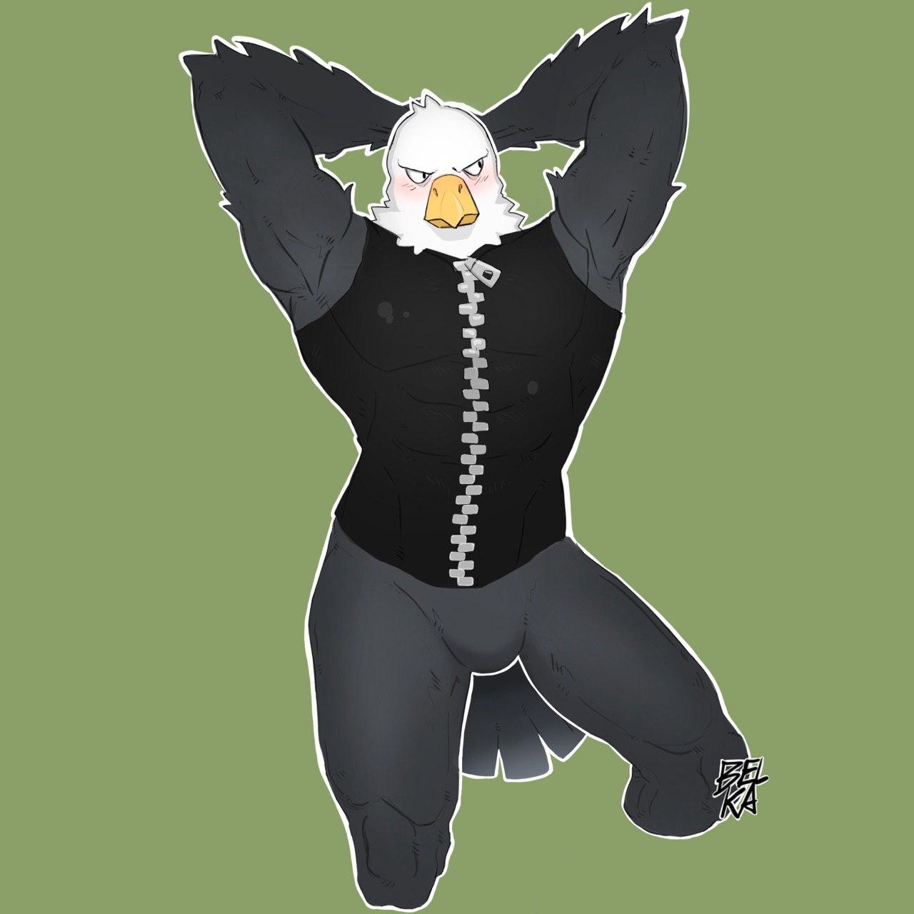 1:1 accipitrid accipitriform animal_crossing anthro apollo_(animal_crossing) avian bald_eagle barabird bird eagle feathers hi_res male muscular nintendo sea_eagle solo video_games