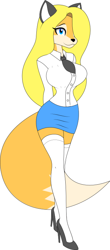 :3 alpha_channel anthro big_breasts blonde_hair blue_eyes bottomwear breasts canid canine clothing crossfire7 curvy_figure dipstick_tail eyelashes female fluffy fluffy_tail footwear fox hair hands_behind_back high_heels hourglass_figure legwear long_eyelashes mammal markings miniskirt red_fox skirt smile socks solo soumise_veloutee tail tail_markings thigh_highs thigh_socks true_fox