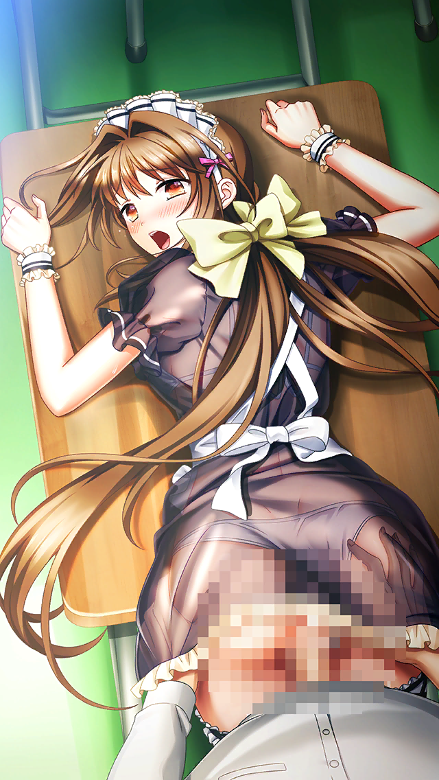 1boy 1girl ass_grab bent_over blush bow brown_eyes brown_hair censored classroom clothes_lift clothing_aside desk doukyuusei_another_world dress dress_lift dress_shirt from_above game_cg grey_dress hair_bow hair_intakes hair_ribbon hand_under_clothes hetero indoors kakyuusei_2 long_hair looking_at_viewer looking_back maid_headdress mosaic_censoring official_art open_mouth panties panties_aside penis pink_ribbon pov ribbon saimon_tamaki see-through see-through_dress shirt short_sleeves solo_focus twintails underwear very_long_hair white_bow wrist_cuffs yellow_bow