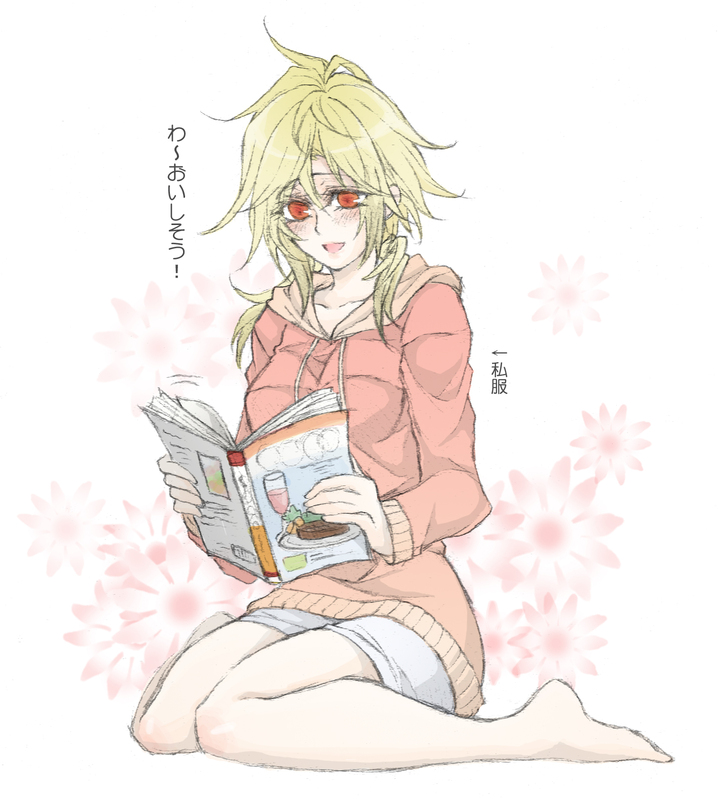 barefoot blonde_hair final_fantasy final_fantasy_vii final_fantasy_vii_advent_children first_ken personification red_eyes shinzui_(fantasysky7) sketch solo translated