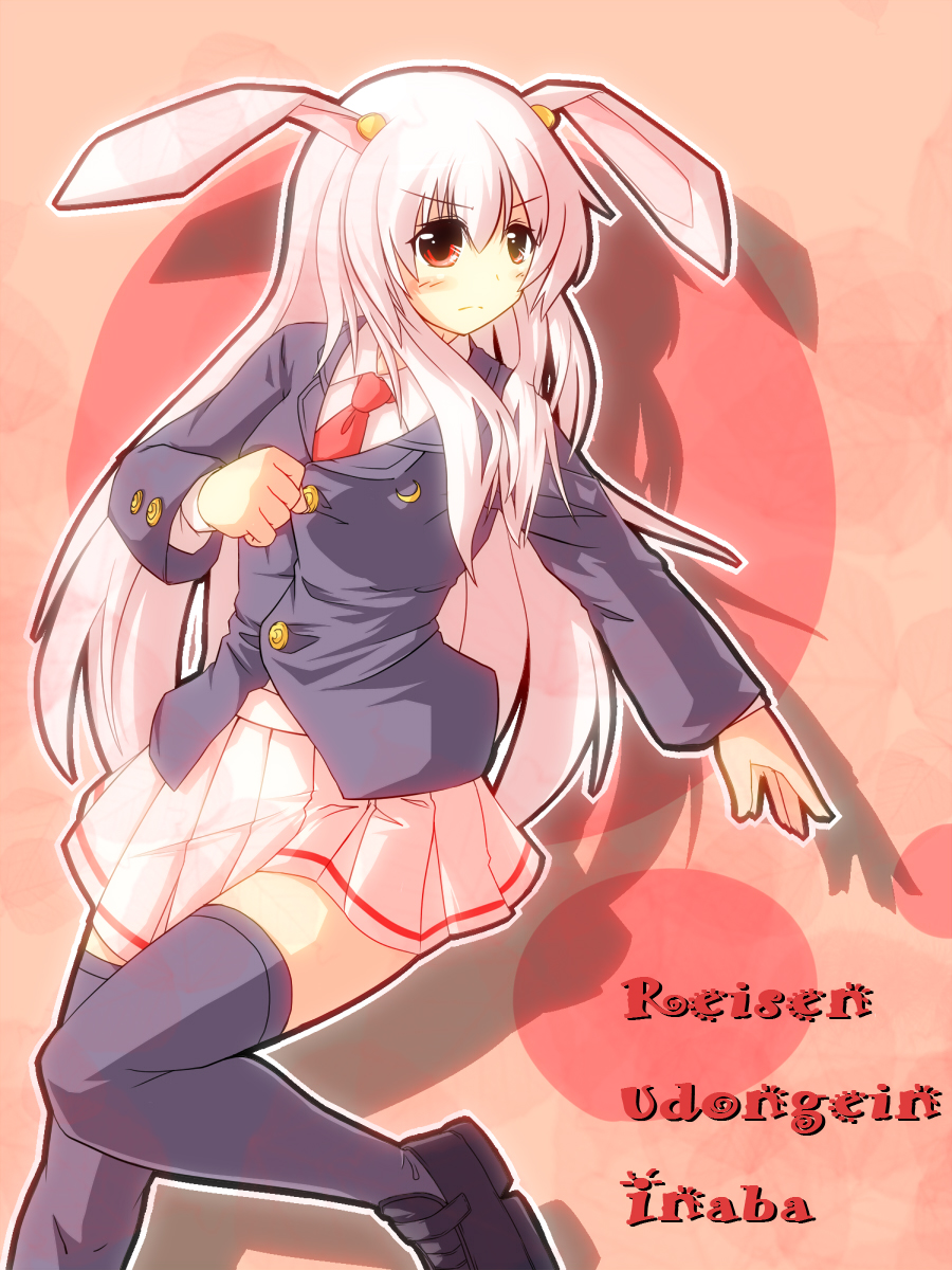 animal_ears bunny_ears highres pink_hair red_eyes reisen_udongein_inaba solo thighhighs touhou you_shugyouchuu
