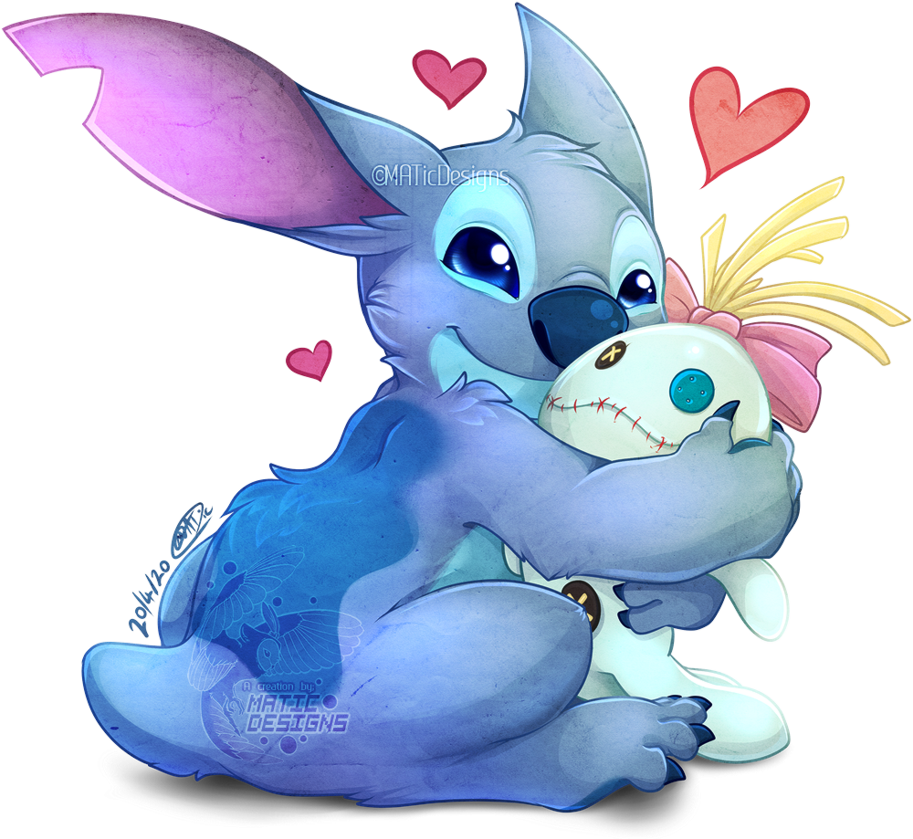2020 alien alpha_channel blonde_hair blue_body blue_claws blue_eyes blue_fur blue_nose bow claws disney experiment_(lilo_and_stitch) fur hair hug lilo_and_stitch male_(lore) maticdesigns notched_ear plushie scrump simple_background sitting smile stitch_(lilo_and_stitch) toe_claws toy transparent_background