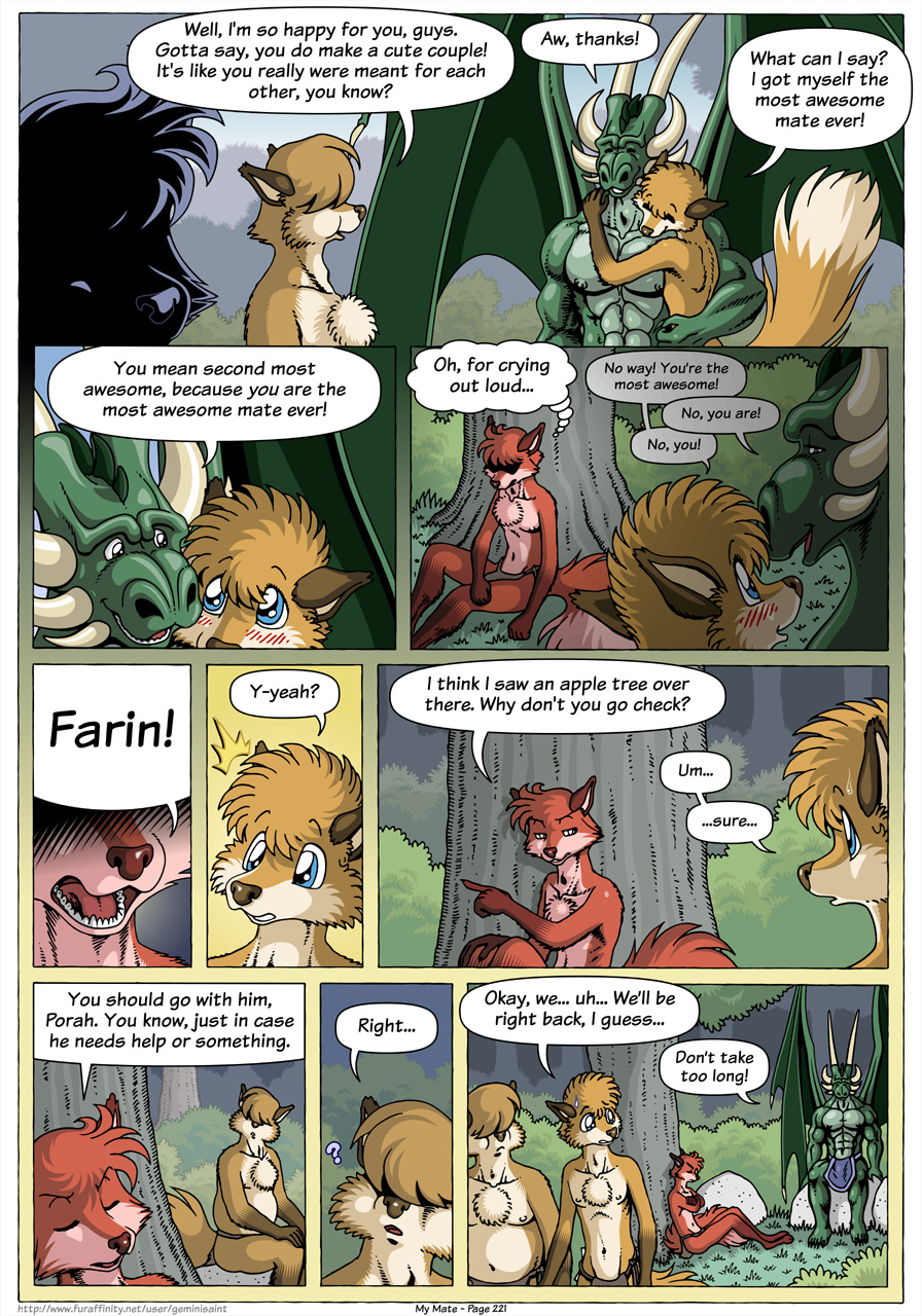 7:10 ? anthro biceps biped blue_eyes blush bodily_fluids canid canine cheek_tuft chest_tuft clothed clothing comic day dialogue digital_media_(artwork) digitigrade dragon english_text eyes_covered facial_tuft farin forest fox fur geminisaint gesture grass green_body group half_naked hi_res horn loincloth male mammal membrane_(anatomy) membranous_wings multicolored_body muscular muscular_male navel nipples open_mouth outside paws pecs plant plantigrade pointing porah red_body red_fur scalie sekk'ral sharp_teeth shrub silhouette sitting slightly_chubby smile speech_bubble standing surin sweat sweatdrop tan_body tan_fur teeth text thought_bubble tongue topless tree tuft two_tone_body wing_claws wings