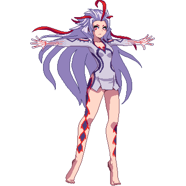 1girl ai_the_somnium_files aiba_(ai_the_somnium_files) alpha_transparency barefoot breasts commission dress long_hair lowres medium_breasts multicolored_hair outstretched_arms pixel_art potemki11 purple_hair red_eyes red_hair second-party_source short_dress solo streaked_hair tiptoes transparent_background very_long_hair