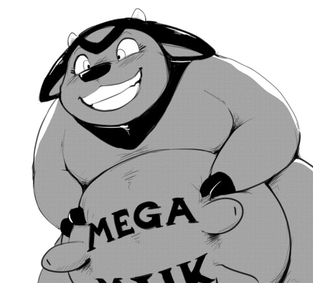 body_writing commentary cow english_commentary english_text gen_2_pokemon greyscale grin mega_milk miltank monochrome no_humans pokemon pokemon_(creature) simple_background smile udder white_background zoro_fab