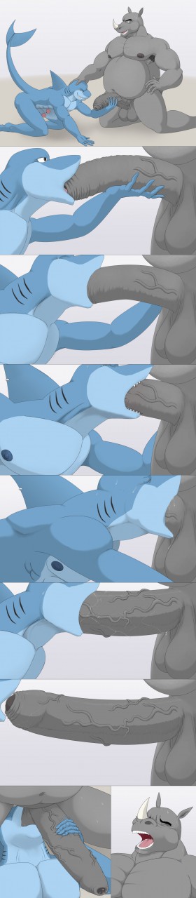 2017 5_fingers 5_toes abs all_fours anthro armpit_hair athletic augensinum ball_suck balls barefoot bayron_(character) belly biceps big_balls big_penis biped blue_body blue_skin bodily_fluids body_hair butt_in_face close-up colored comic deep_throat digital_drawing_(artwork) digital_media_(artwork) diphallism duo ears_up erection eyes_closed face_focus feet fellatio fin fin_piercing fingers fish foreskin foreskin_play furgonomics furry-specific_piercing genitals gills grabbing_thighs grey_body grey_skin hand_on_head hand_on_hip handjob hi_res holding_head horn huge_penis humanoid_genitalia humanoid_penis lamnid lamniform long_image long_penis looking_at_another lying mako_shark male male/male male_penetrated male_penetrating male_penetrating_male mammal marine masturbation multi_genitalia multi_penis musclegut muscular muscular_male muscular_neck navel neck_bulge nipples nortum_(augensinum) nude on_back open_mouth oral oral_penetration overweight overweight_male pecs penetration penile penis penis_bite penis_focus piercing rhinocerotoid sex shaded shark shark_tail simple_background slim smile sucking sweat sweatdrop tall_image teeth thick_neck thick_penis throat_swabbing toes toothy_fellatio uncut vein veiny_penis white_background