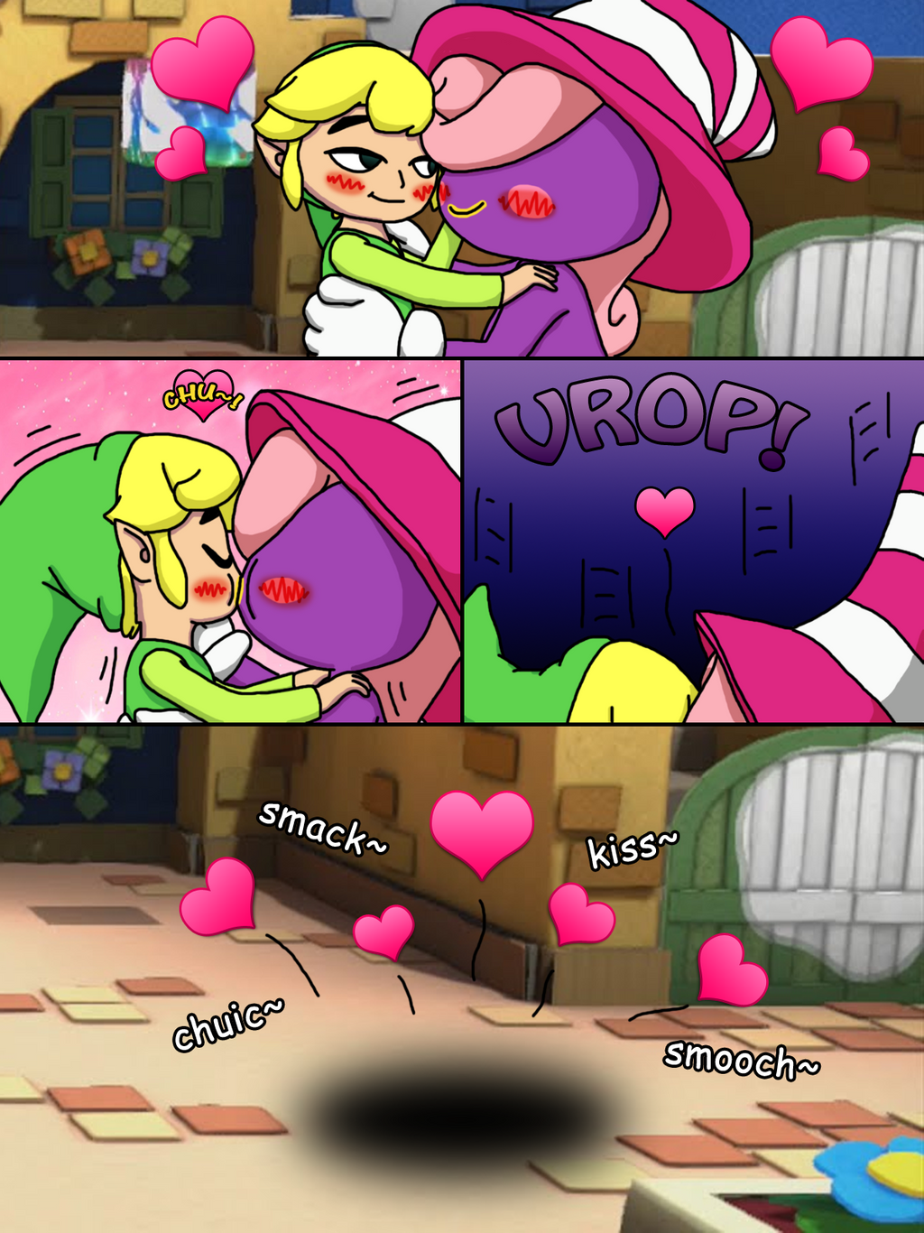 &lt;3 blush clothed clothing crossover duo female hat_only headgear headwear hi_res human humanoid kissing male male/female mammal mario_bros mostly_nude nintendo not_furry paper_mario the_legend_of_zelda toon_link video_games vivian_(mario) wind_waker