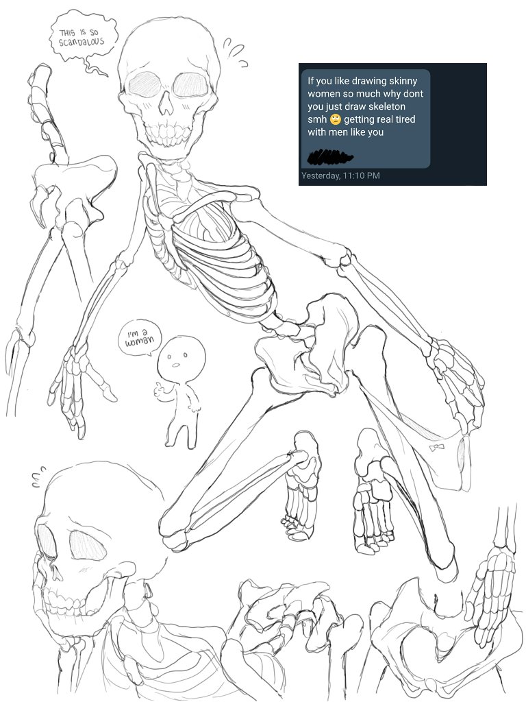 2020 3:4 5_fingers 5_toes animate_inanimate animated_skeleton bent_over blush bone clothing dialogue digital_media_(artwork) english_text female fingers flustered hand_on_hip humor leaning mr._fishcorpse not_furry panties simple_background skeleton sketch speech_bubble teeth text toes twitter undead underwear white_background