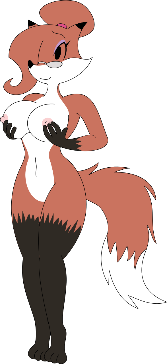 alpha_channel anthro auntie_vixen az345g breast_grab breasts canid canine female fox hand_on_breast hi_res mammal nude solo