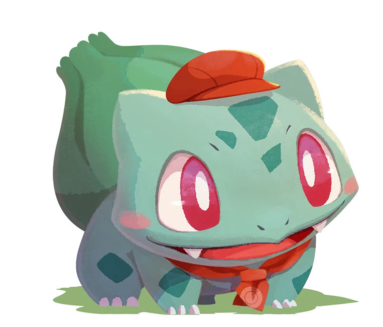artist_request blush blush_stickers bulbasaur cabbie_hat claws clothed_pokemon fangs full_body gen_1_pokemon happy hat neckerchief no_humans official_art open_mouth poke_ball_symbol poke_ball_theme pokemon pokemon_(creature) pokemon_(game) pokemon_cafe_mix red_eyes red_headwear red_neckwear smile solo transparent_background