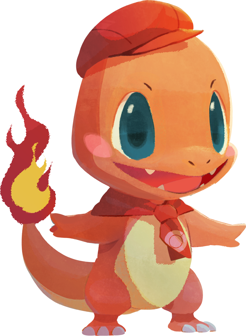 artist_request blue_eyes blush blush_stickers cabbie_hat charmander clothed_pokemon fangs fire full_body gen_1_pokemon happy hat neckerchief no_humans official_art open_mouth poke_ball_symbol poke_ball_theme pokemon pokemon_(creature) pokemon_(game) pokemon_cafe_mix red_headwear red_neckwear smile solo standing transparent_background