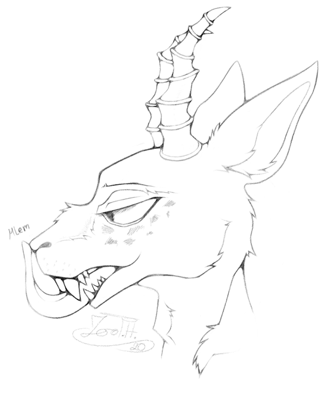 2020 anthro beastars blep ears_up fangs fur half-closed_eyes headshot_portrait horn hybrid inner_ear_fluff licking licking_nose male mammal melon_(beastars) monochrome narrowed_eyes open_mouth portrait self_lick simple_background sketch solo solo_focus spots spotted_body spotted_face spotted_fur teeth tongue tongue_out tuft zerothehorse