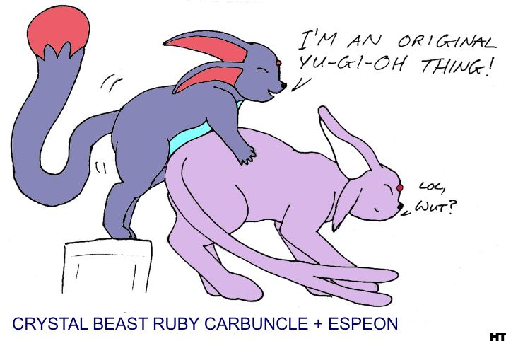 crossover crystal_beast_ruby_carbuncle espeon haretrinity pokemon yu-gi-oh!