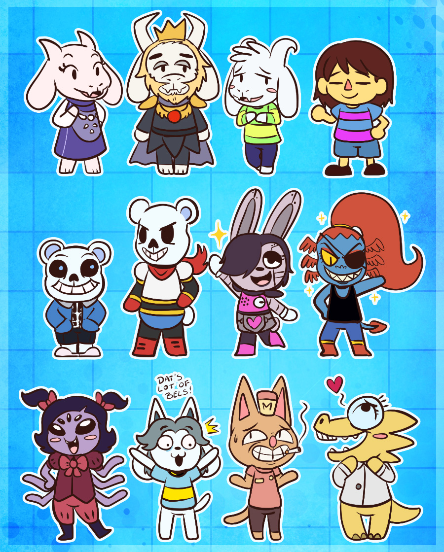 &lt;3 5_eyes 6_arms alligator alligatorid alphys amphibian animal_crossing arachnid arthropod asgore_dreemurr asriel_dreemurr axolotl bovid burgerpants caprine crocodilian domestic_cat english_text felid feline felis fur goat hair human juliekarbon lagomorph leporid mammal mettaton mole_salamander muffet multi_arm multi_eye multi_limb nintendo papyrus_(undertale) protagonist_(undertale) rabbit reptile salamander_(amphibian) sans_(undertale) scalie smoking spider striped_shirt tem temmie_(undertale) text toriel undertale undyne ursid video_games villager_(animal_crossing) white_body white_fur