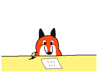 4:3 animated black_body black_ears black_nose canid canine cool_s creating_art english_text fox holding_object keke_(artist) looking_at_paper low_res mammal multicolored_body orange_body paper short_playtime text white_body