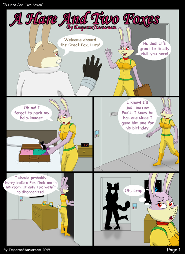 2019 anthro clothed clothing comic dialogue emperorstarscream english_text female group hare lagomorph leporid lucy_hare male mammal nintendo peppy_hare star_fox text video_games