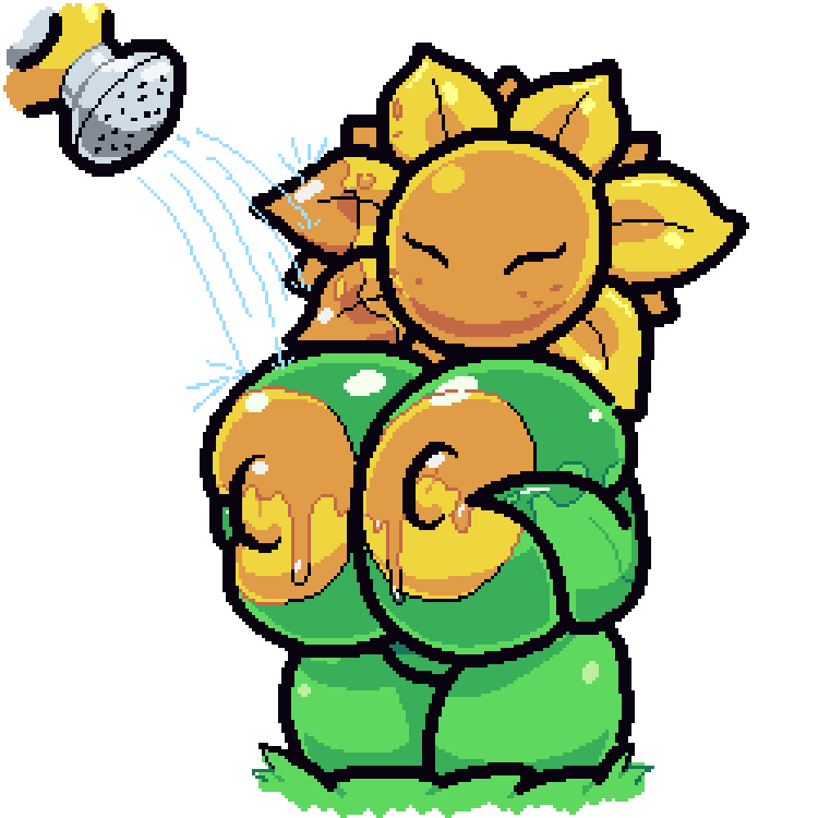 1:1 alpha_channel areola big_breasts breasts elemental_creature eyes_closed f.l.u.d.d. female flora_fauna flower huge_breasts humanoid mario_bros nintendo nipples not_furry nsfwoaf nude plant simple_background solo sunflower sunflower_kid transparent_background video_games water watering wet yellow_areola yellow_nipples