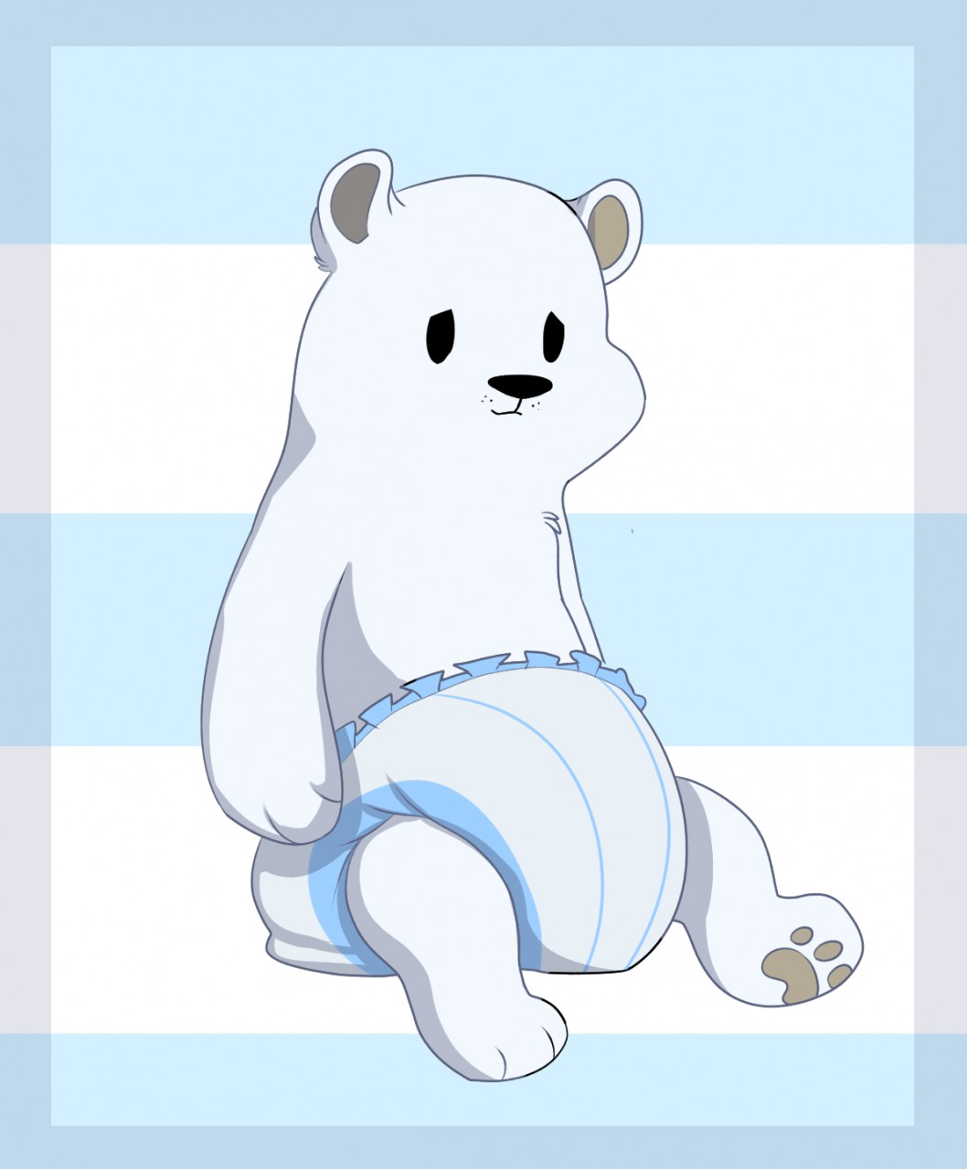 anthro cartoon_network diaper fur hi_res ice_bear male mammal paddedpaws pawpads polar_bear simple_background sitting solo ursid ursine we_bare_bears white_body white_fur