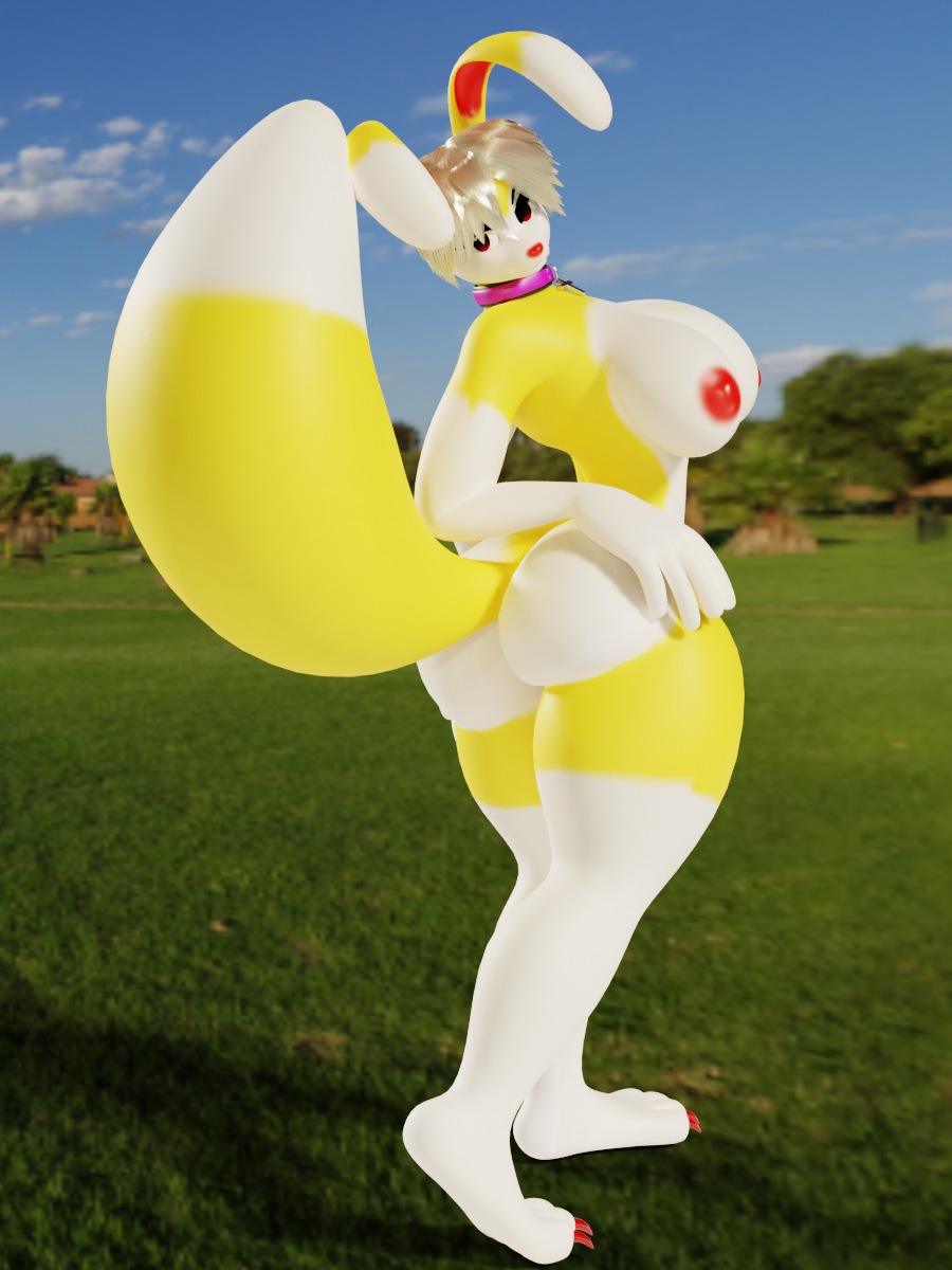 3:4 3d_(artwork) angel_rox anthro big_breasts blender_(software) breasts butt canid canine collar cross cross_necklace curvaceous curvy_figure curvy_hips digital_media_(artwork) dragon fan_character female fox hi_res hybrid jesterkatz jewelry lagomorph leporid looking_at_viewer mammal mimic_dragon necklace nipples platinum_blonde rabbit raised_tail solo thick_thighs voluptuous