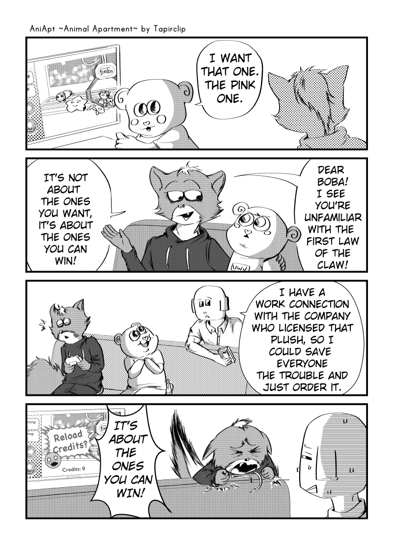 &lt;3 2020 4koma 5_fingers aniapt_(manga) anthro black_nose boba_bearstein bodily_fluids canid canine canis cheek_spots cheek_tuft chien clothed clothing comic cute_fangs detailed_background digital_media_(artwork) domestic_dog english_text facial_tuft fingers fluffy fluffy_tail furniture greyscale group hair happy heart_nose holding_object hoodie inside male male/male mammal manga mephitid messy_hair monochrome multicolored_body open_mouth open_smile raised_tail screentone simple_background sitting skunk smile sofa speech_bubble standing sweat sweatdrop table tantrum tapirclip text topwear tuft two_tone_body ursid uwu yelling