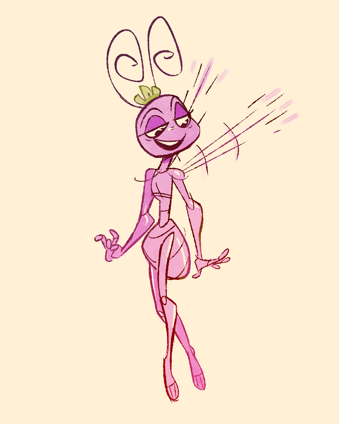 2020 a_bug's_life ant anthro arthropod arthropod_abdomen disney female flat_chested fluttershythekind flying front_view full-length_portrait half-closed_eyes hi_res humanoid_hands hymenopteran insect looking_down narrowed_eyes nude pixar portrait princess_atta purple_body solo