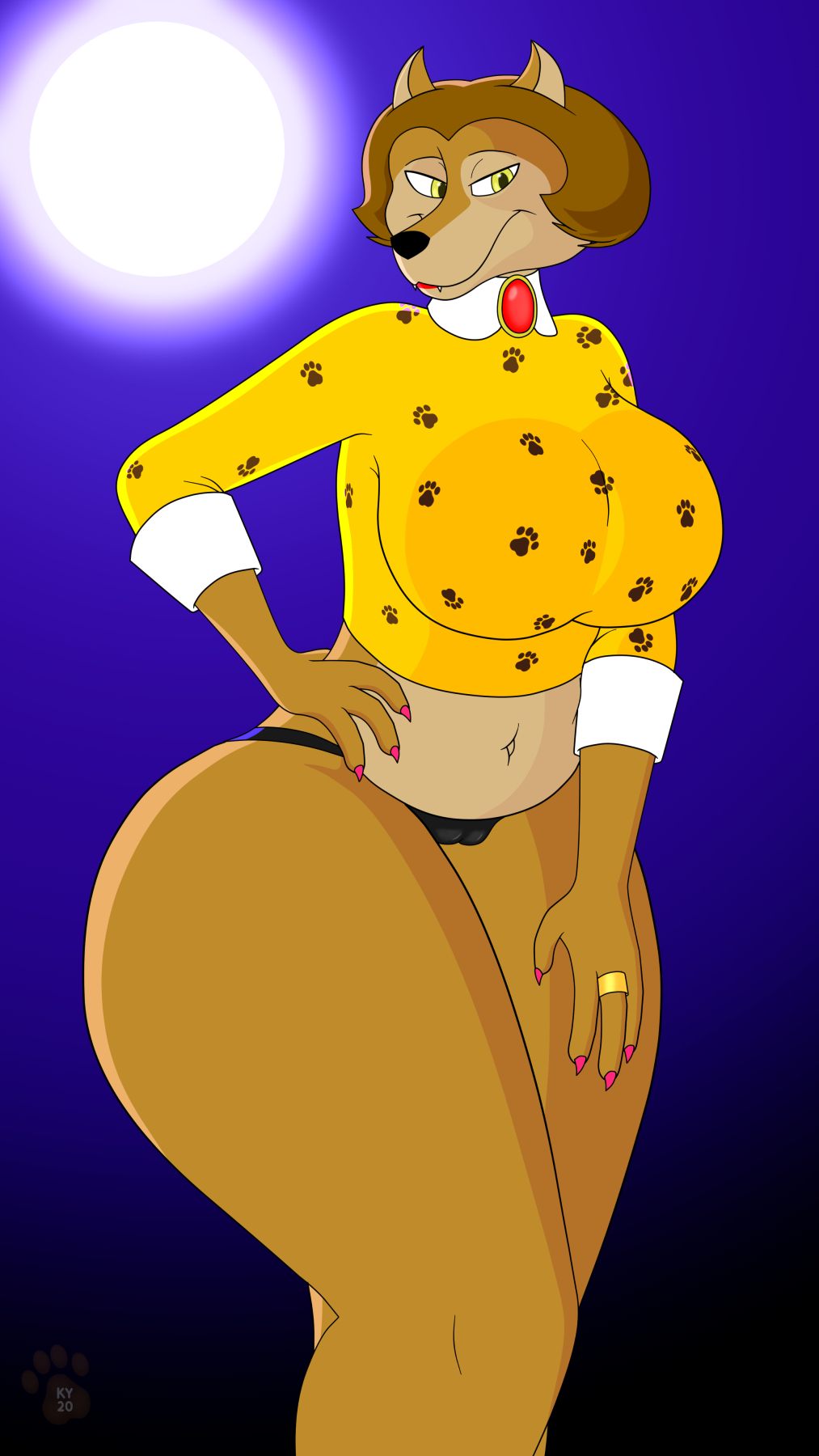 2020 4_fingers anthro bedroom_eyes big_breasts big_butt bottomless bottomwear breasts brown_body brown_fur brown_hair butt camel_toe canid canine canis claws clothed clothing colored_nails curvy_figure cute_fangs digit_ring female fingers full_moon fur hair hand_on_hip hand_on_leg hi_res hotel_transylvania huge_butt jewelry ky_(malamute) lipstick looking_at_viewer makeup mammal mature_female moon multicolored_body multicolored_fur nails narrowed_eyes navel night outside partially_clothed ring seductive shirt simple_background sky slightly_chubby smile solo thick_thighs thong topwear two_tone_body two_tone_fur underwear voluptuous wanda_werewolf wedding_ring were werecanid werecanine werewolf wide_hips wolf yellow_eyes