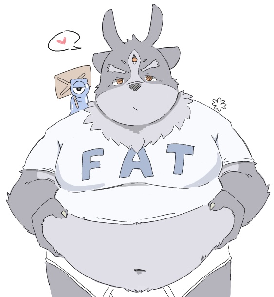 &lt;3 2020 anthro belly clothing kemono male navel overweight overweight_anthro overweight_male pie_furry shirt simple_background solo tokyo_afterschool_summoners topwear tsathoggua underwear video_games white_background