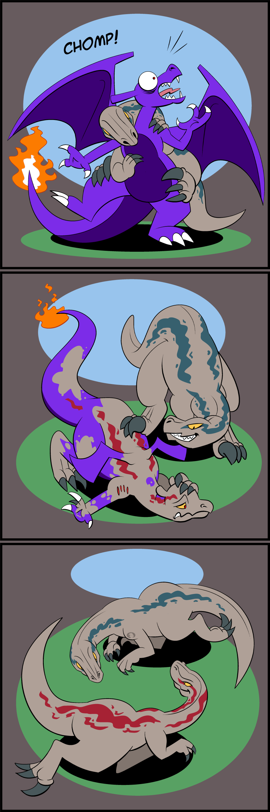 1:3 absurd_res bite charizard dinosaur dromaeosaurid hi_res nintendo pok&eacute;mon pok&eacute;mon_(species) reptile scalie theropod transformation trevor-fox video_games