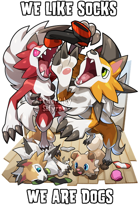alpha_channel bite blitzdrachin blue_eyes canid claws clothing conditional_dnp distracting_watermark dusk_lycanroc fangs feral fluffy green_eyes jumping legwear lycanroc mammal midday_lycanroc midnight_lycanroc nintendo open_mouth pok&eacute;mon pok&eacute;mon_(species) red_eyes rockruff socks video_games watermark wood
