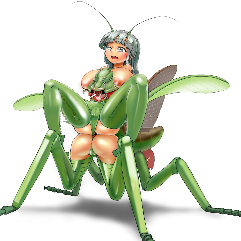 1:1 2015 antennae_(anatomy) arthropod bodily_fluids breasts butt camel_toe crying female hair insect insect_wings mantis mo_dame_kuuki monster multi_head multi_mouth red_hair silver_hair simple_background spread_legs spreading tears what what_has_science_done white_background wings