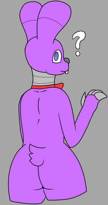 4_fingers ? ambiguous_gender animatronic anthro big_ears blue_eyes bonnie_(fnaf) bow_tie buckteeth butt delta's_art fingers five_nights_at_freddy's fluffy fluffy_tail fur girly humanoid lagomorph looking_at_viewer looking_back machine mammal neckwear purple_body purple_fur robot simple_background solo teeth video_games wide_hips