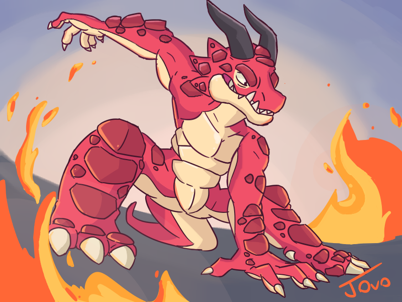 4:3 anthro brawlhalla dragon fire jowo male ragnir_(brawlhalla) scalie solo