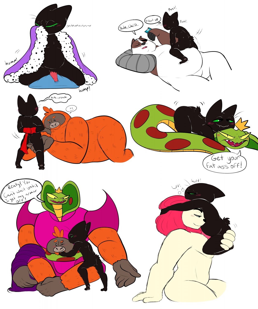 anthro ape armor arms_tied badger badgerclops belly black_body black_fur blush bound butt cape cartoon_network clothing cobra coby_(mao_mao) crown digitigrade domestic_cat dry_humping erection felid feline felis fleshysack fur genitals green_eyes group haplorhine hi_res humping_leg king king_snugglemagne_xxv lion male male/male mammal mao_mao:_heroes_of_pure_heart mustelid musteline nude orangusnake orangutan overweight pantherine penis pillow_humping primate red_clothing reptile royalty scalie sex sheriff_mao_mao_mao size_difference slightly_chubby snake snake_hood sniffing sniffing_clothes stubby_tail tanner_(mao_mao)