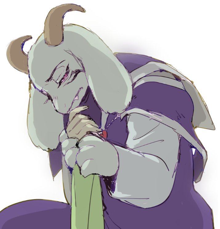 anthro asriel_dreemurr_(god_form) bovid caprine chara_(undertale) clothed clothing goat hand_holding horn human male mammal robe sad solo tktk_nmnm undertale video_games