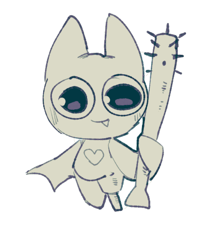 2020 adorabat anthro bat_(object) cartoon_network chiropteran club_(weapon) cute_fangs female full-length_portrait holding_object holding_weapon looking_at_viewer low_res mammal mao_mao:_heroes_of_pure_heart melee_weapon monochrome nailed_bat portrait simple_background solo spiked_bat star-rod weapon white_background