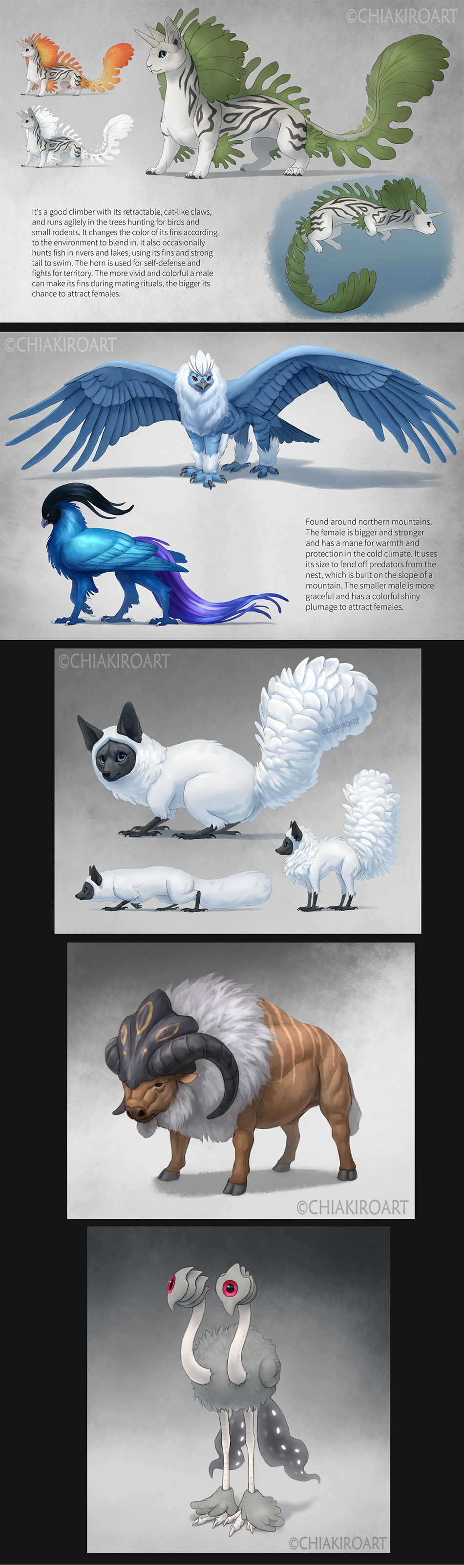 2_heads absurd_res ambiguous_gender black_ears blue_body blue_feathers blue_tail blue_wings chiakiro english_text feathers feral hi_res hooves multi_head quadruped tail_feathers talons text unknown_species url white_body white_tail white_talons wings