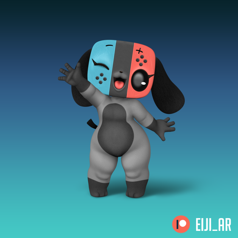 1:1 2020 3_toes 3d_(artwork) 4_fingers animate_inanimate anthro black_nose black_sclera canid chubby_female digital_media_(artwork) eiji_ar eyelashes featureless_crotch female fingers floppy_ears front_view grey_eyes looking_at_viewer mammal nintendo nintendo_switch nude one_eye_closed open_mouth open_smile patreon short_stack short_tail slightly_chubby smile solo standing switch_dog toes tongue video_games wave wide_hips wink