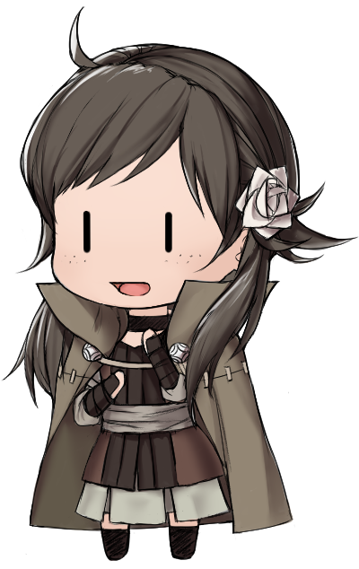 1girl boots brown_eyes brown_hair collared_cloak commission fayetism fire_emblem fire_emblem_fates flower freckles hair_flower hair_ornament high_collar jirachirachi leather leather_boots mozu_(fire_emblem) second-party_source solo swept_bangs wrist_guards