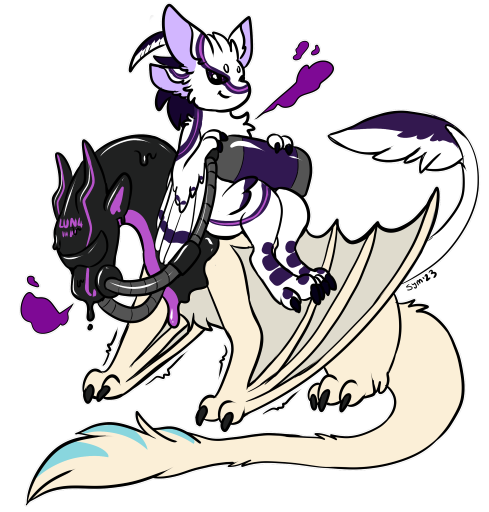 3_toes avali dragon duo feathered_wings feathers feet fur latex membrane_(anatomy) membranous_wings pheromones purple_eyes symrea toes transformation white_body wings wyvern