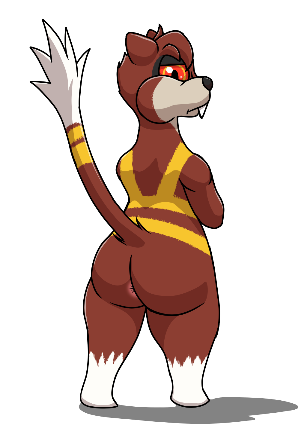 2020 alpha_channel ambiguous_gender anthro anus anus_only brown_body brown_fur buckteeth butt crossed_arms fur grumpy hi_res looking_at_viewer looking_back lopearedquentin mammal nintendo pok&eacute;mon pok&eacute;mon_(species) puffed_cheeks raised_tail rear_view red_eyes rodent simple_background solo standing teeth transparent_background video_games watchog