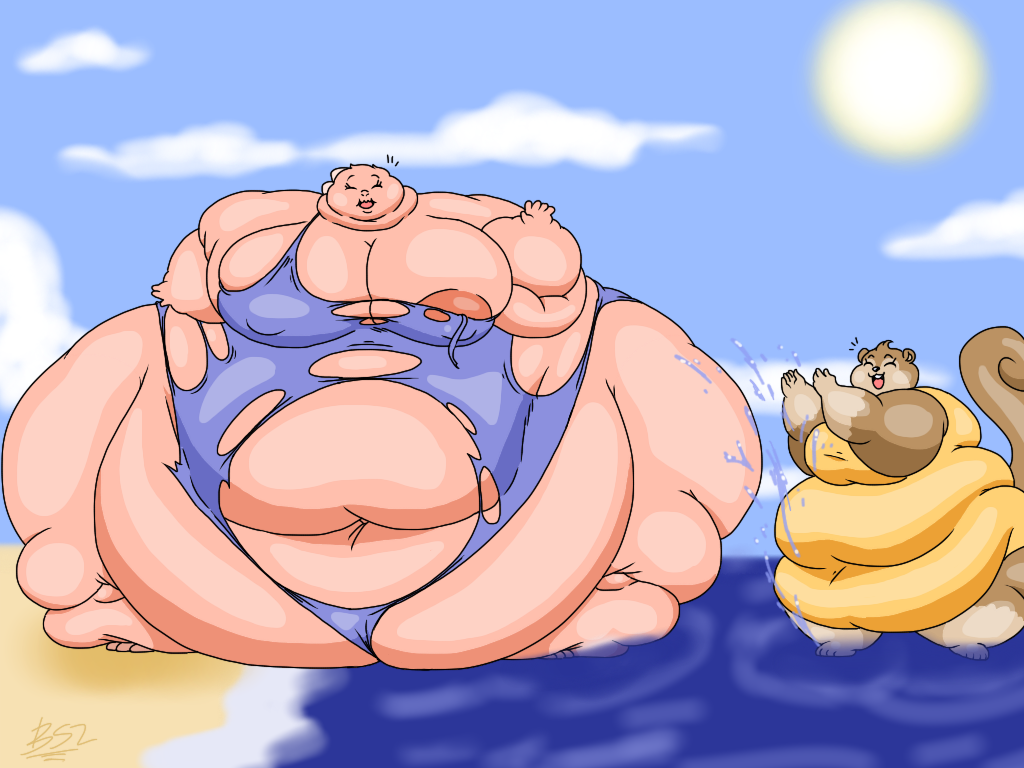 2018 3_toes 4:3 5_fingers 5_toes anthro areola bar_emanata batspid2 beach belly big_areola big_belly big_breasts big_butt biped black_eyebrows black_eyelashes blue_clothing blue_swimwear breasts brown_body brown_fur buckteeth butt cel_shading claws clothing cloud curled_tail digital_drawing_(artwork) digital_media_(artwork) double_chin duo emanata eyebrows eyes_closed feet female fingers flabby_arms frill_(anatomy) full-length_portrait fur gloves_(marking) head_crest head_frill huge_areola huge_belly huge_breasts huge_butt huge_thighs hyper hyper_belly hyper_butt hyper_hips hyper_thighs juna_(batspid2) leg_markings lizard mammal markings membrane_(anatomy) membranous_frill morbidly_obese morbidly_obese_anthro multicolored_body multicolored_fur navel nipple_outline obese obese_anthro one-piece_swimsuit open_mouth overweight overweight_anthro pink_body pink_scales pink_tongue portrait puffy_areola reptile rodent scales scalie sciurid seaside shaded signature smile socks_(marking) standing sun swimwear tail tan_areola tan_body tan_fur teeth thick_thighs toe_claws toes tongue torn_clothing tree_squirrel two_tone_body two_tone_fur vanessa_(batspid2) weight_gain yellow_clothing yellow_swimwear