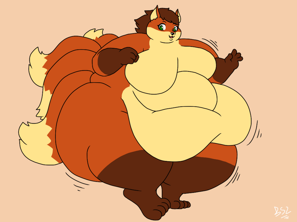 2018 4:3 4_fingers 4_toes anthro batspid2 belly big_belly big_breasts big_butt biped black_eyebrows black_eyelashes black_nose breasts brown_body brown_fur brown_hair butt canid canine digital_drawing_(artwork) digital_media_(artwork) double_chin eyebrows featureless_breasts feet female fingers flat_colors fox front_view full-length_portrait fur glistening glistening_eyes glistening_nose gloves_(marking) green_eyes hair huge_butt huge_hips huge_thighs hyper hyper_butt jun_(bunnynoah) leg_markings love_handles mammal markings motion_lines multi_tail multicolored_body multicolored_fur obese obese_anthro obese_female open_mouth orange_body orange_fur overweight overweight_anthro overweight_female pink_tongue portrait signature simple_background smile socks_(marking) solo standing tail tail_markings tail_tuft tan_background tan_body tan_fur thick_thighs three-quarter_view toes tongue tuft wide_hips