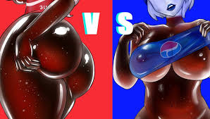 beverage breasts butt coca-cola cola drinks duo female humanoid low_res nipples not_furry pepsi soda sodapopman thick_thighs vs